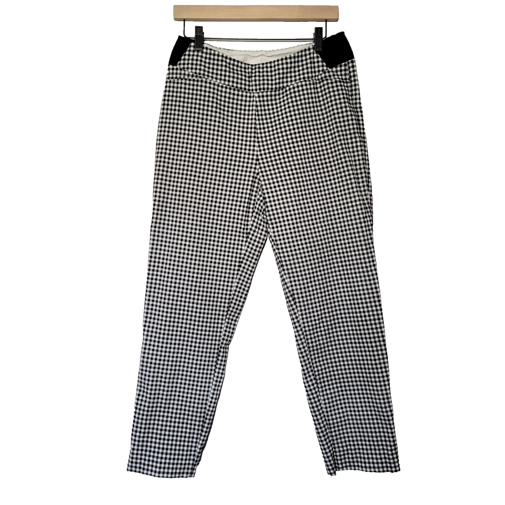 Gingham Black White Stretch Pants Womens 8 Crop Cottagecore Casual Investments
